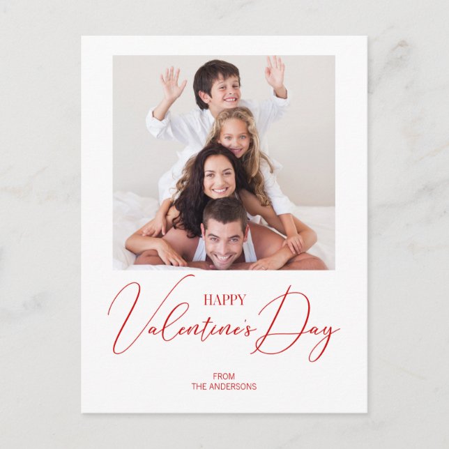 Simple Modern Glad Valentine Day Foto Postcard Helg Vykort (Framsida)