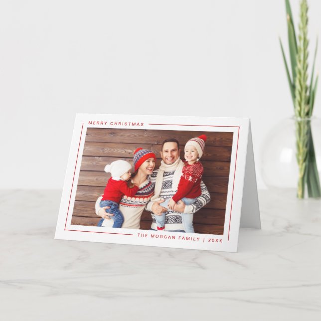 Simple Modern God jul Photo Card - Anpassningsbar Helgkort (Framsida)
