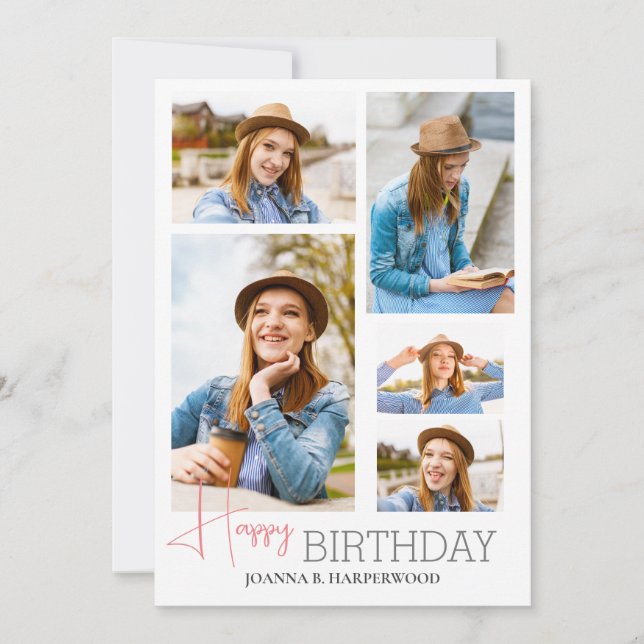 Simple Modern Grattis på födelsedagen Snyggt 5 Pho Kort (Framsida)