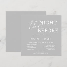 Simple Modern Gray White Rehearsal Dinner Wedding Inbjudningar