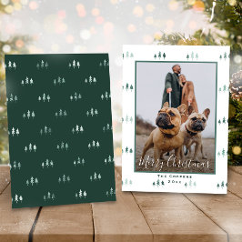 Simple Modern Grönt Julgran Photo Julkort