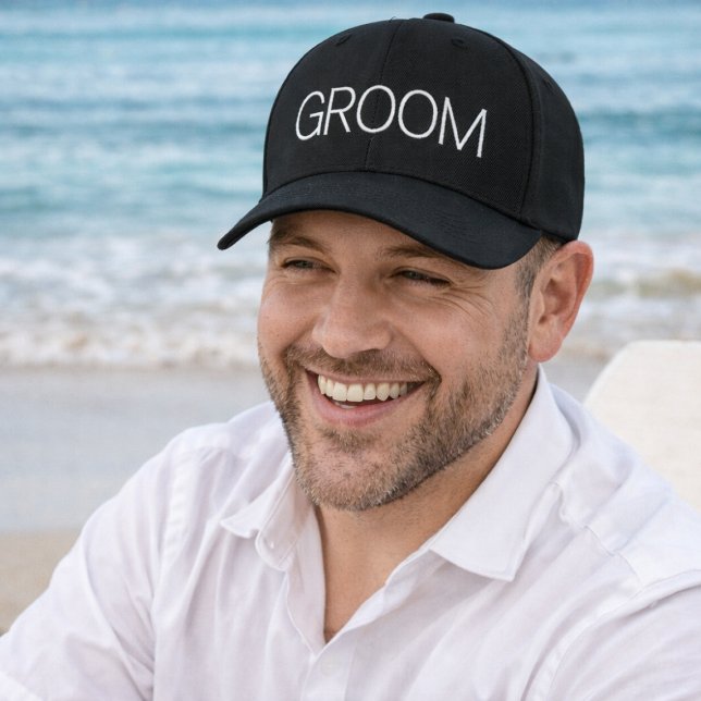 Simple Modern Groom Broderad Keps (Honeymoon hat for Groom)
