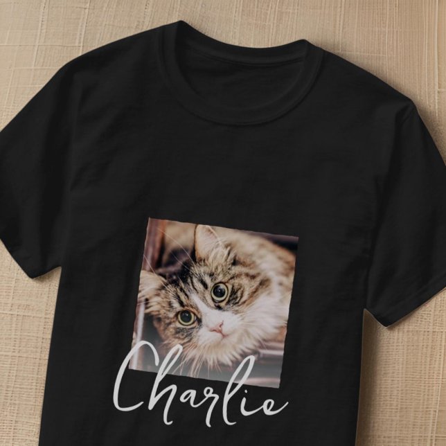 Simple Modern Grunge Anpassningsbar Badge Pet Phot T Shirt (Skapare uppladdad)