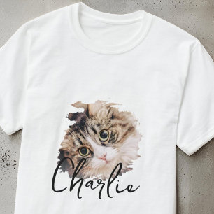 Simple Modern Grunge Anpassningsbar Badge Pet Phot T Shirt