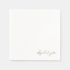 Simple Modern Guld Script Namn Bröllop Napkins Pappersservett