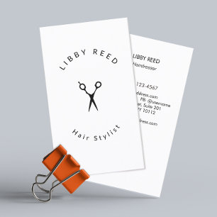 Simple Modern Hairstylist Scissors White Visitkort