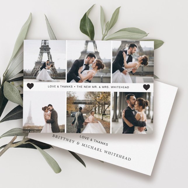 Simple Modern Hand-Lettered Photo Collage Tack Kort (Skapare uppladdad)