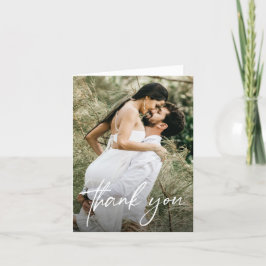 Simple Modern Handlettering Personligt bröllp Phot Tack Kort