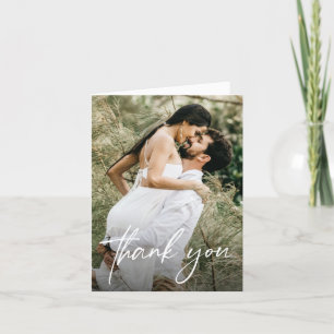 Simple Modern Handlettering Personligt bröllp Phot Tack Kort