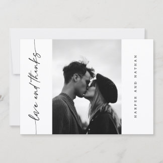 Simple Modern Handwritten Script Photo Wedding Tack Kort