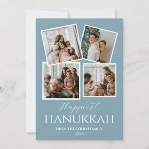 Simple Modern Happiest Hanukkah Elegant 4 Foto Julkort