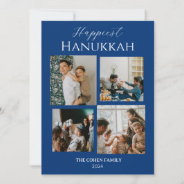 Simple Modern Happiest Hanukkah Elegant 4 Foto Julkort