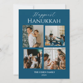Simple Modern Happiest Hanukkah Elegant 4 Foto Julkort