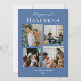Simple Modern Happiest Hanukkah Elegant 4 Foto Julkort