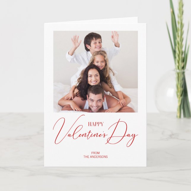 Simple Modern Happy Valentine Day Photo Card Helgkort (Framsida)