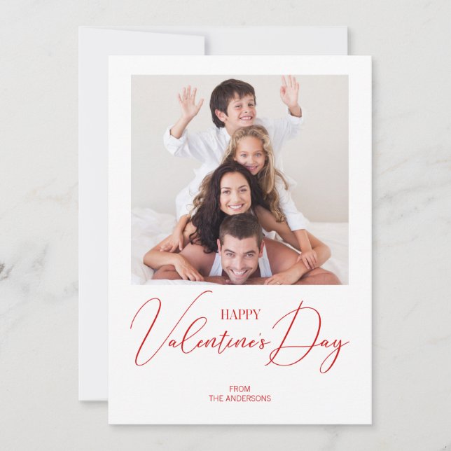 Simple Modern Happy Valentine Day Photo Card Julkort (Framsida)