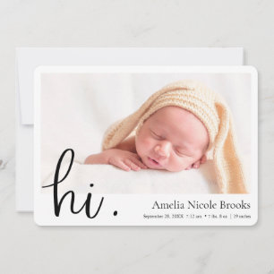 Simple Modern Hi Anpassningsbar Photo Birth Meddelande