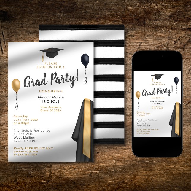 Simple Modern High School ColIege Uni i Studenten Inbjudningar (Skapare uppladdad)