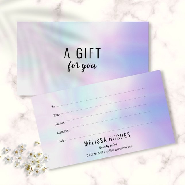 Simple Modern HoloGraph Gift Certificate Visitkort (Simple Modern Holographic Gift Certificate)