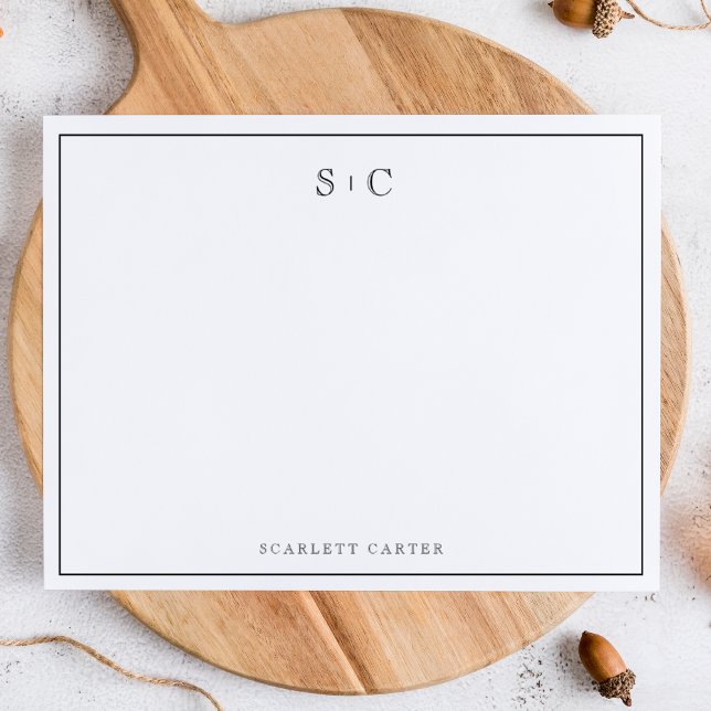 Simple Modern Initials Border Stationery Note Card Anteckningskort (Skapare uppladdad)