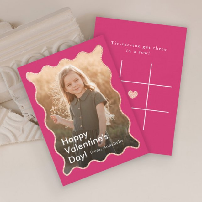 Simple Modern Kids Photo Classroom Valentines Anteckningskort (Skapare uppladdad)