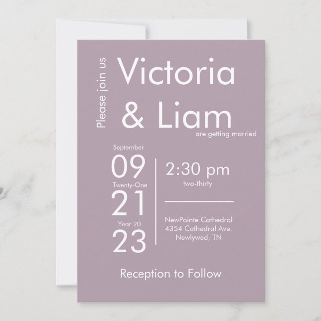 Simple Modern Lila Lavender Wedding bjudande Julkort (Framsida)
