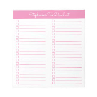 Simple Modern Ljus rosa Checklist med två kolumner Anteckningsblock
