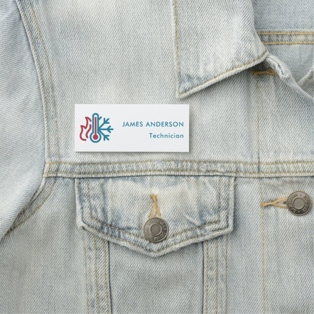 Simple Modern Logo AC Heat Professional HVAC Namnbricka (På plats)