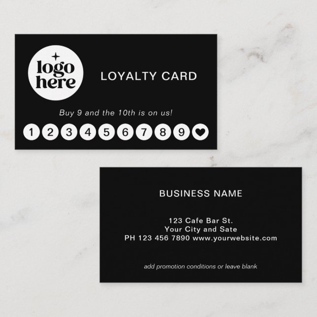 Simple Modern Logo Business Loyalty Card Visitkort (Fram/baksida)