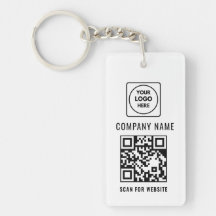 Simple Modern Logo QR Code Business Keychains