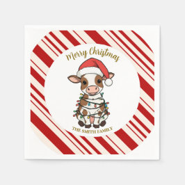 Simple modern merry christmas calf Cow OX pattern Pappersservett