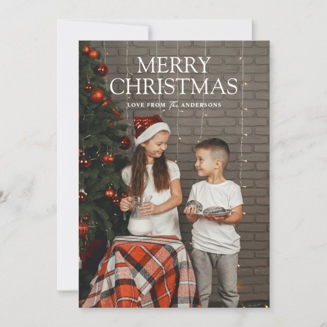 Simple Modern Merry Christmas Full Photo Card Julkort (Framsida)