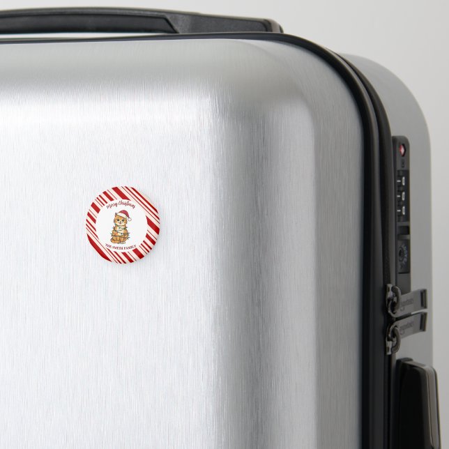 Simple modern merry christmas kitten CatMAS patter Magnet (In Situ (Luggage))