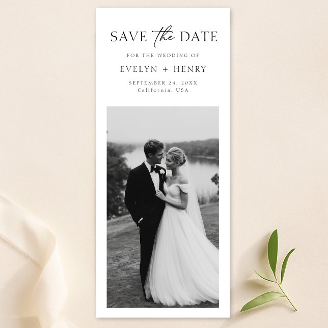 Simple Modern Minimal Bookmark Photo Wedding Spara Datumet (Skapare uppladdad)