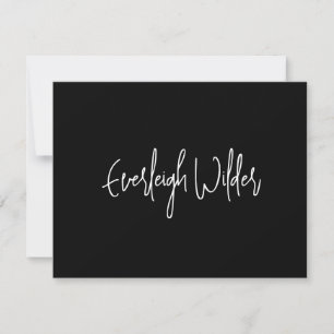 Simple Modern Minimal Script Typography Black Anteckningskort