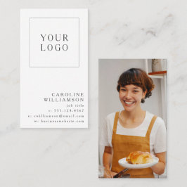 Simple Modern Minimal Vertical Logo Photo Visitkort