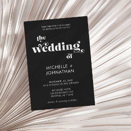 Simple Modern Minimalist Black & White Wedding Inbjudningar