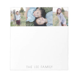 Simple Modern Minimalist Family 3-foto Anteckningsblock