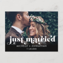Simple Modern Minimalist Photo Just Married Meddelande Vykort