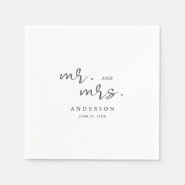 Simple Modern Minimalist Script Mr och Mrs. Pappersservett