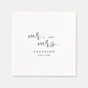 Simple Modern Minimalist Script Mr och Mrs. Pappersservett