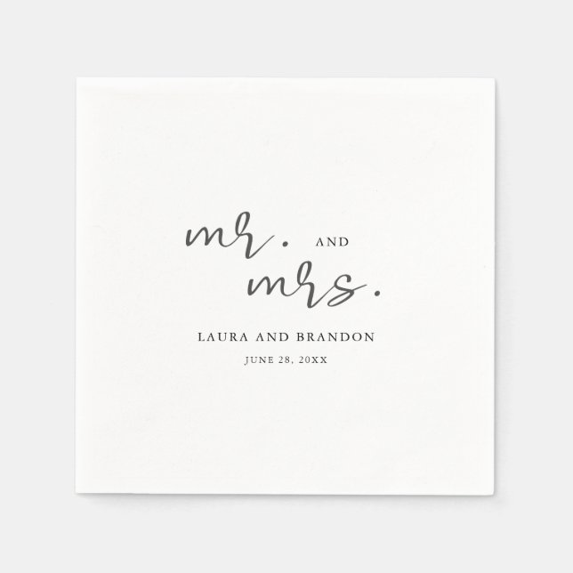 Simple Modern Minimalist Script Mr och Mrs. Pappersservett (Framsidan)