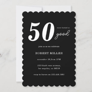 Simple Modern Minimalist Typography 50:e födelseda Inbjudningar