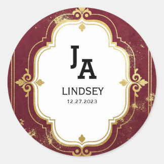 Simple Modern Minimalist Wedding Classic Round Runt Klistermärke