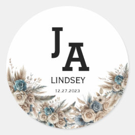 Simple Modern Minimalist Wedding Classic Round Runt Klistermärke