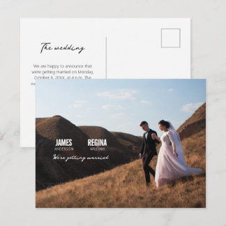 Simple modern minimalist wedding invitation vykort