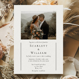 Simple Modern Minimum Classial Photo Bröllop Inbjudningar