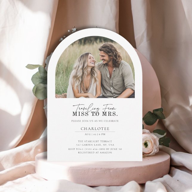 Simple Modern Miss to Mrs Arch Photo Möhippa Inbjudningar (Skapare uppladdad)
