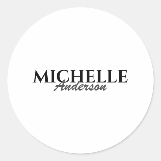 Simple Modern Monogram Runt Klistermärke (Framsida)