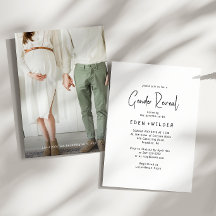 Simple Modern Neutralt Baby Gender Reveal Photo